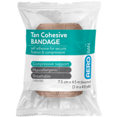 Aero Healthcare AEROBAN Tan Cohesive Bandage 7.5cm x 4.5M Wrap/12